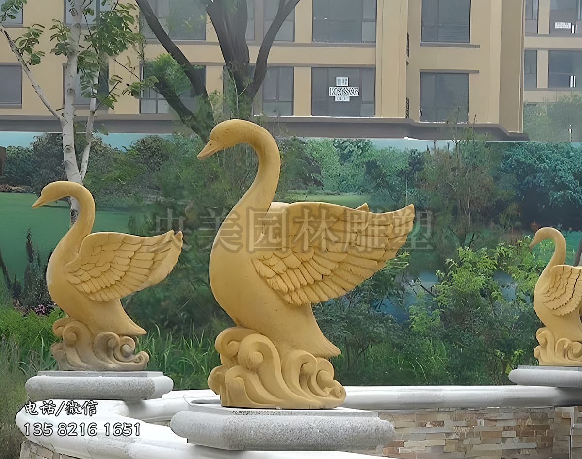 噴泉裝飾動(dòng)物噴水天鵝雕塑