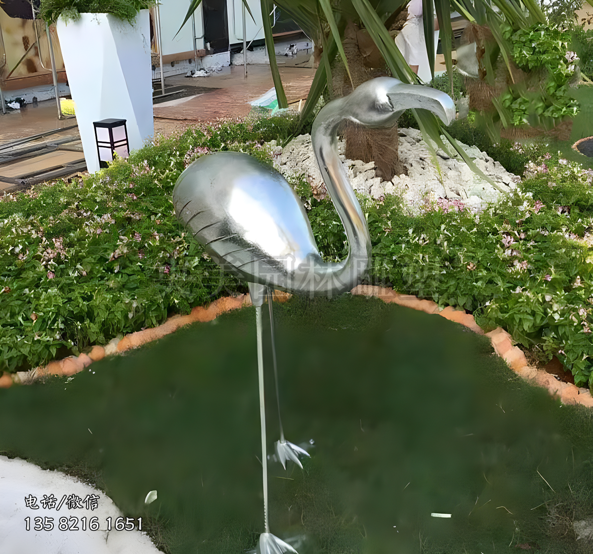 不銹鋼抽象火烈鳥雕塑
