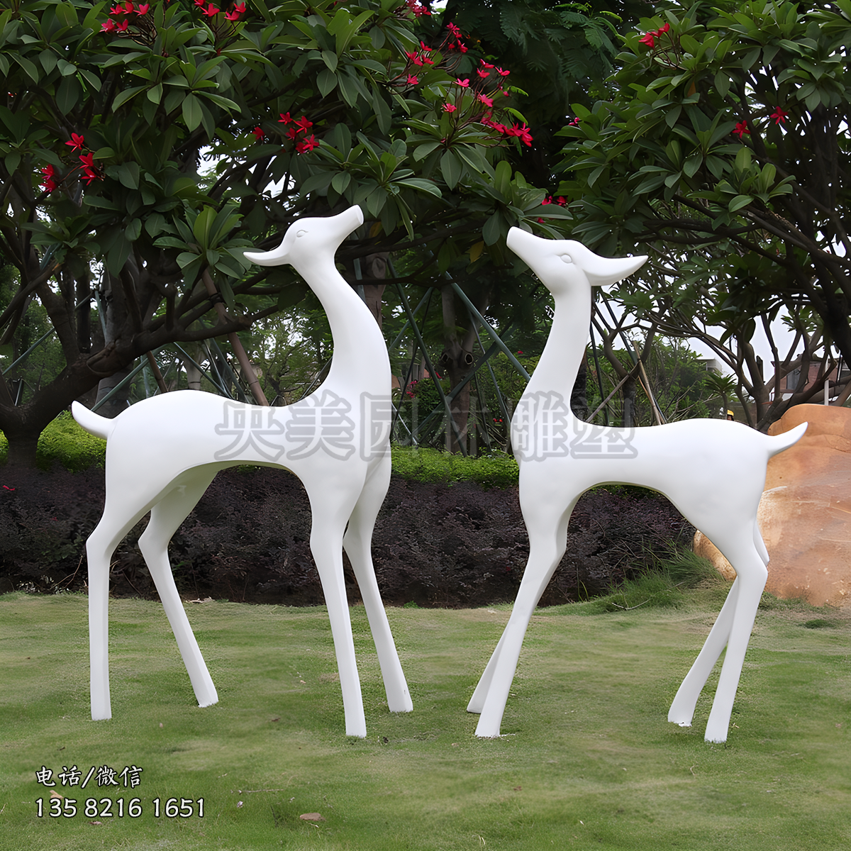 不銹鋼抽象藝術(shù)梅花鹿雕塑擺件