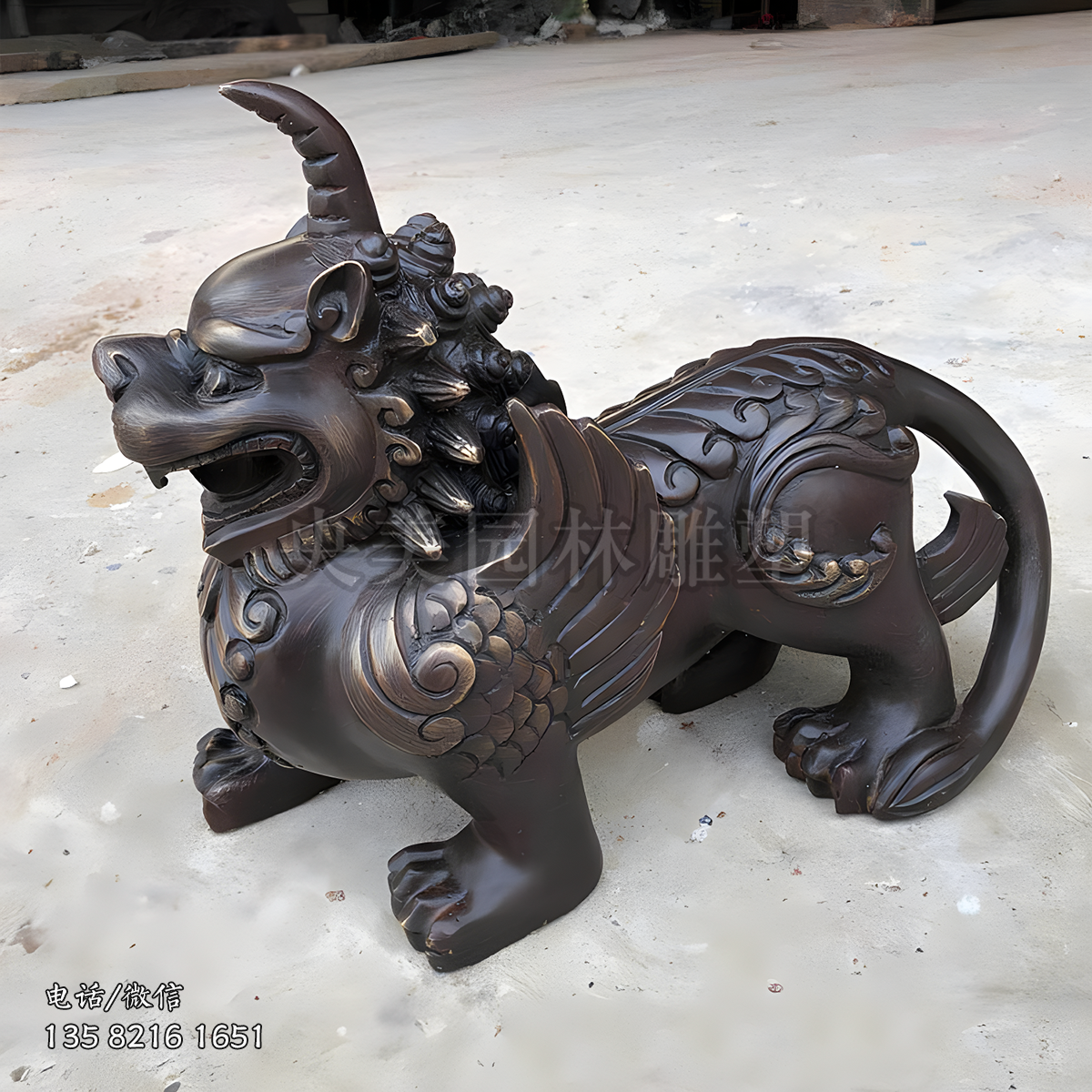 純銅鑄造獬豸雕塑