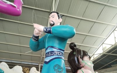 1.9米玻璃鋼李靖雕塑，盡顯神話風(fēng)采